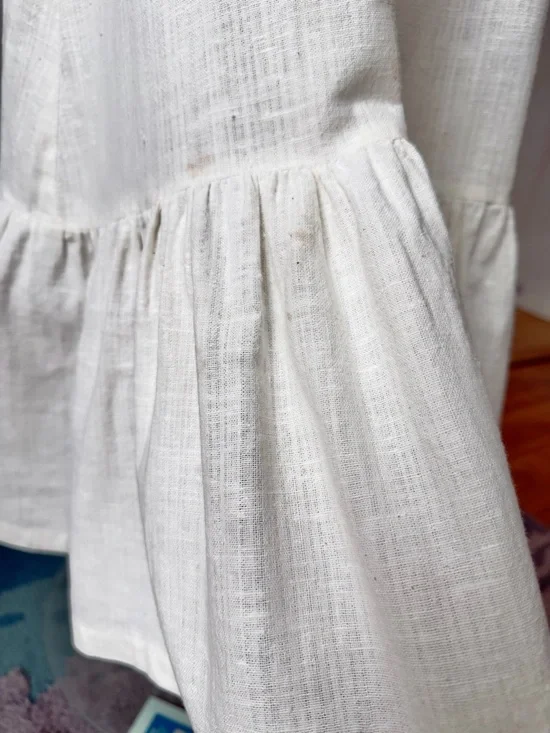 Vintage YOUNG EDWARDIAN DRESS Pinafore Ruffles Embroidered Birds 1970s Boho XS/S - Picture 11 of 11